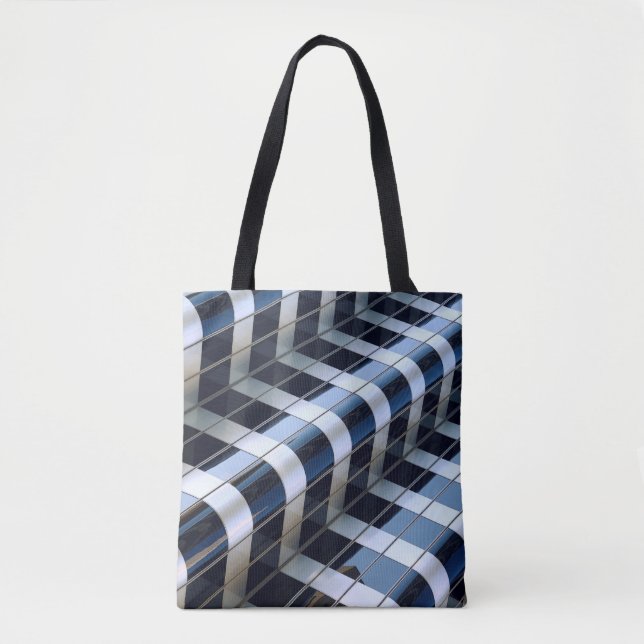 Bolsa Tote Edifício do arranha-céu, preto e cinza (Frente)