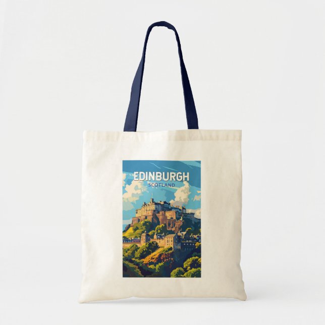 Bolsa Tote Edinburgh Scotland Viagem Art Vintage (Frente)