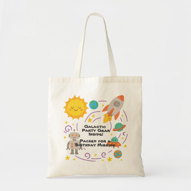 Bolsa Tote Editable Crayon Style – Solar System Trip  (Frente)