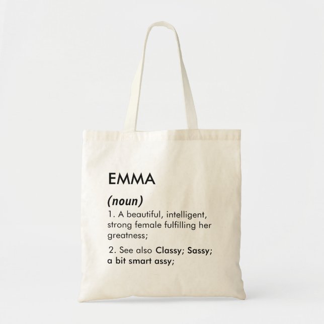 Bolsa Tote Editable Emma name definition, custom name (Frente)