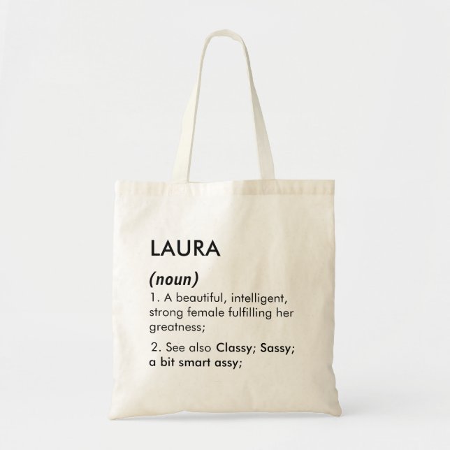 Bolsa Tote Editable Laura name definition, custom name (Frente)