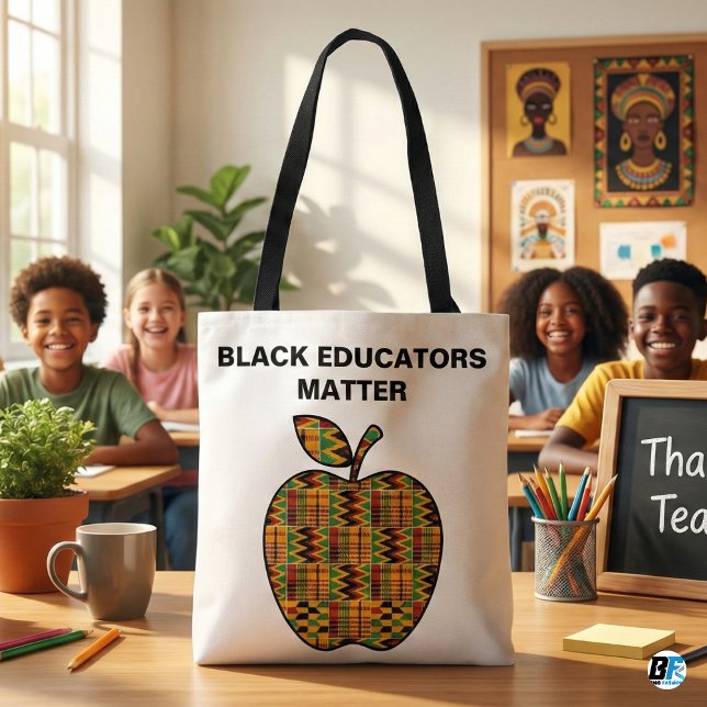Bolsa Tote Educadores Negros Importam Tecido Kente Maçã Profe (Criador carregado)