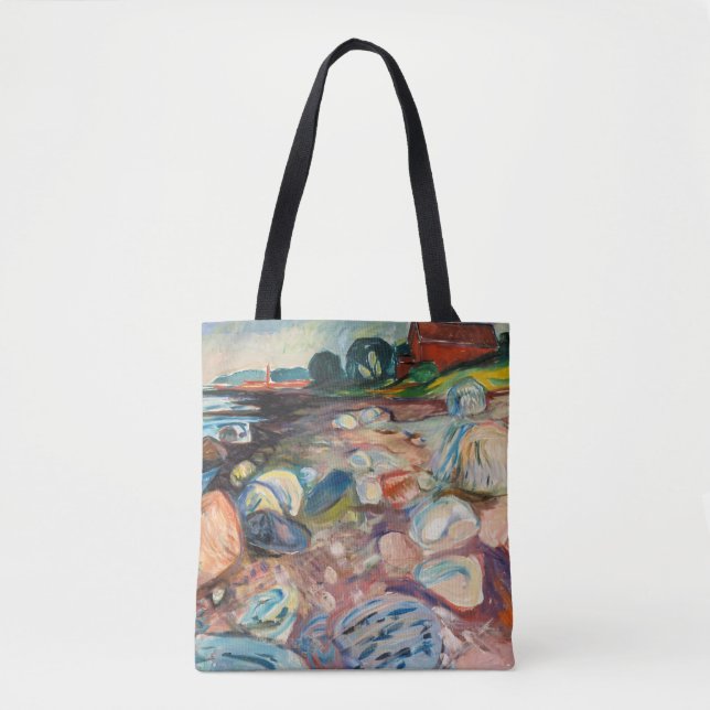 Bolsa Tote Edvard Munch - Shore com Casa Vermelha (Frente)