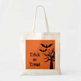 Bolsa Tote Eerie Bats Halloween Trick ou Treine Bag, Laranja