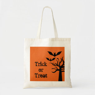 Bolsa Tote Eerie Bats Halloween Trick ou Treine Bag, Laranja