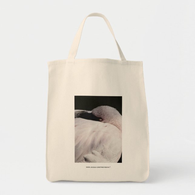 Bolsa Tote Efeito de Desenho de Retrato de Flamingo Rosa Arte (Frente)