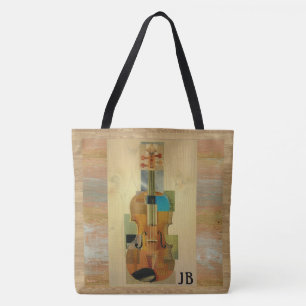 Bolsa Tote Efeito de madeira da grão da composição do viol