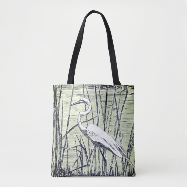 Bolsa Tote Egret em azul (Frente)