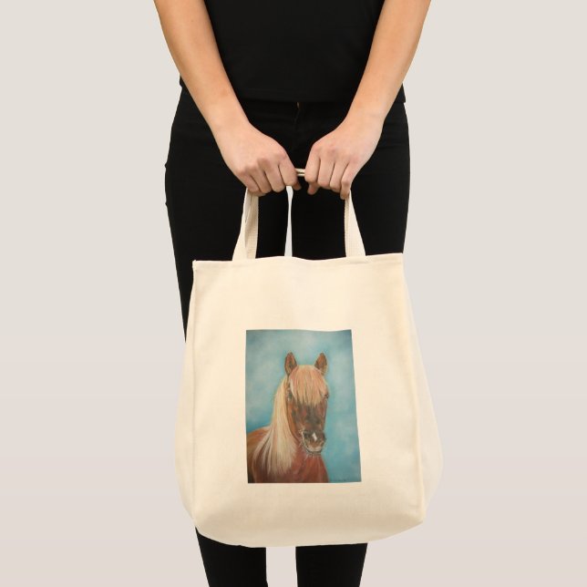 Bolsa Tote égua de castanha com cavalo de cavalo de manga loi (Frente (produto))