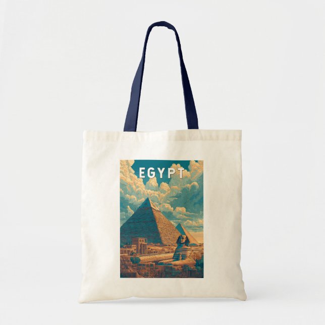 Bolsa Tote Egypt Illustration Travel Art Vintage (Frente)