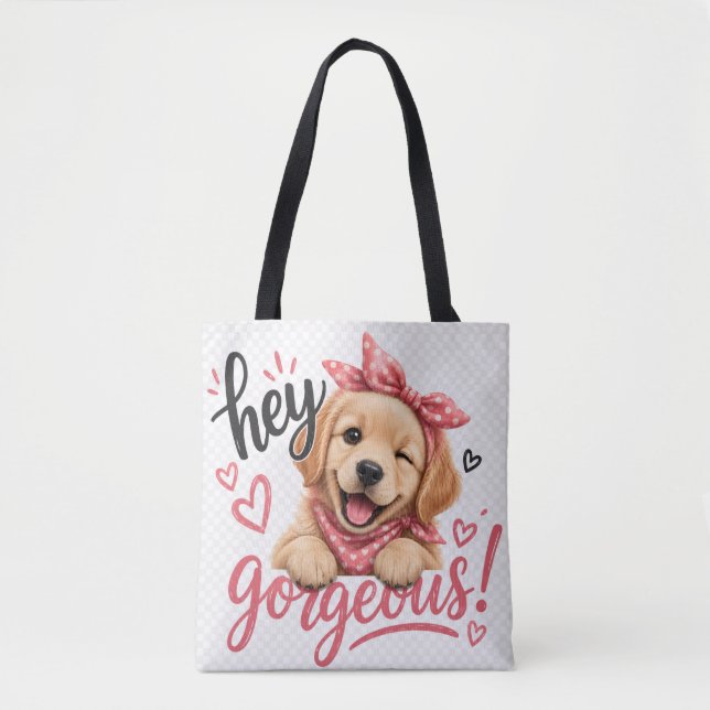 Bolsa Tote Ei Desenho de Cachorro Fofo e Bonito (Frente)