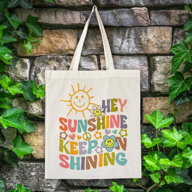 Bolsa Tote Ei Sunshine, Trendy Flowers Retro Vegan (Criador carregado)