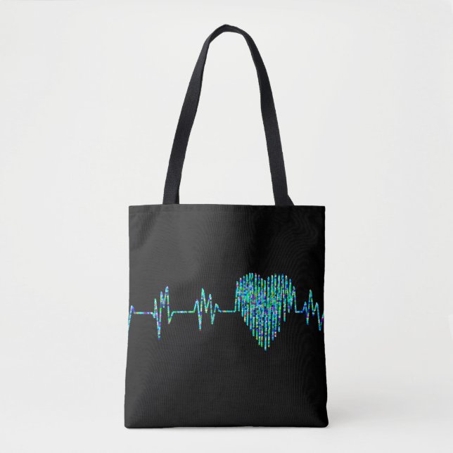Bolsa Tote Ekg linha coração médico enfermeiro de tartaruga n (Frente)