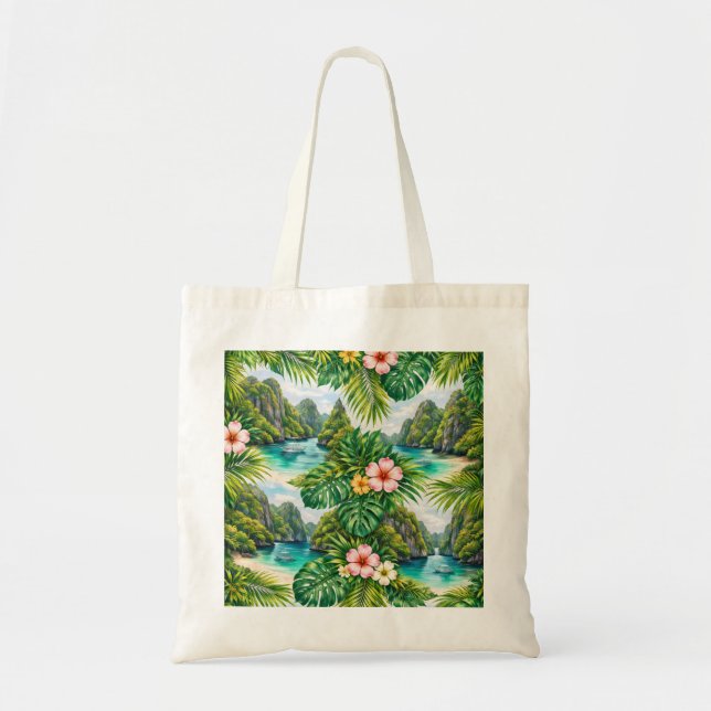 Bolsa Tote El Nido Tropical Lagoon Floral (Frente)