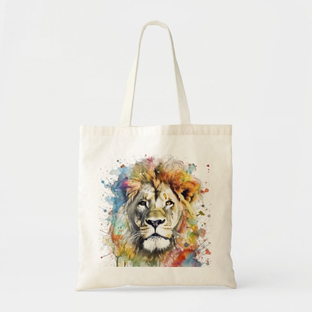 Bolsa Tote El rey del color - Un león majestuoso (Frente)