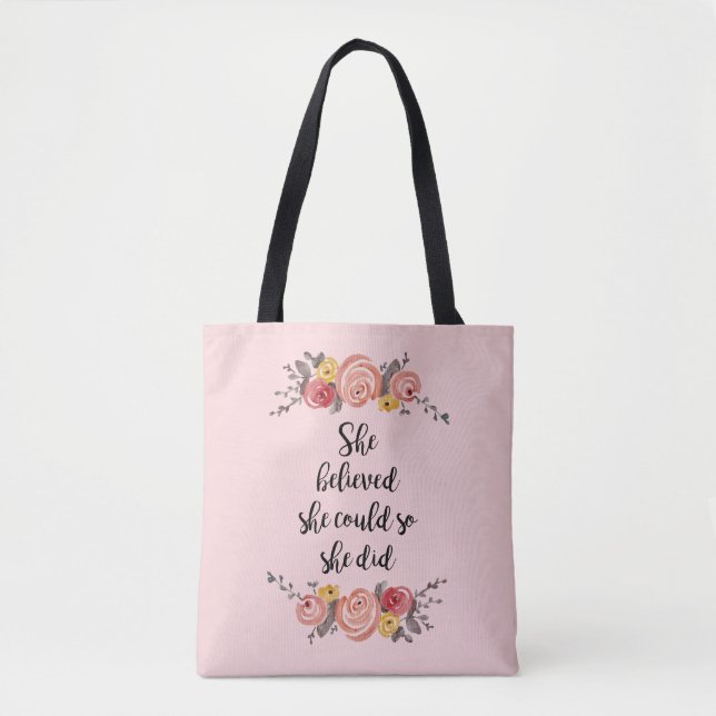 Bolsa Tote Ela Acreditava Que Podia Flores. (Frente)