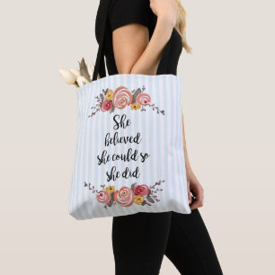Bolsa Tote Ela Acreditava Que Podia Flores De Pintura