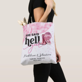 Bolsa Tote Ela Disse Sim Com um Sim Pink Ocidental Booth Hat