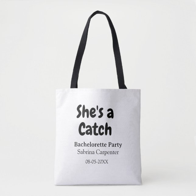 Bolsa Tote Ela é um nome de despedida de solteira data simple (Frente)