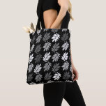 Bolsa Tote Elder Leaf Pattern Black White Grey<br><div class="desc">Elder tree leaf silhouette in a surface pattern design with grey and white detail on a black background.</div>