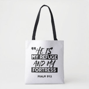 Bolsa Tote Ele é meu refúgio e minha fortaleza - Bíblia Salm 