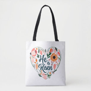 Bolsa Tote Ele é Risen Boho Christian Heart Motif Inspiração
