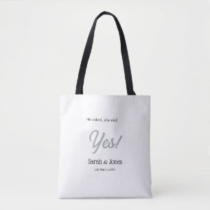 Bolsa Tote Ele pediu ela disse sim noivado simples prata dat