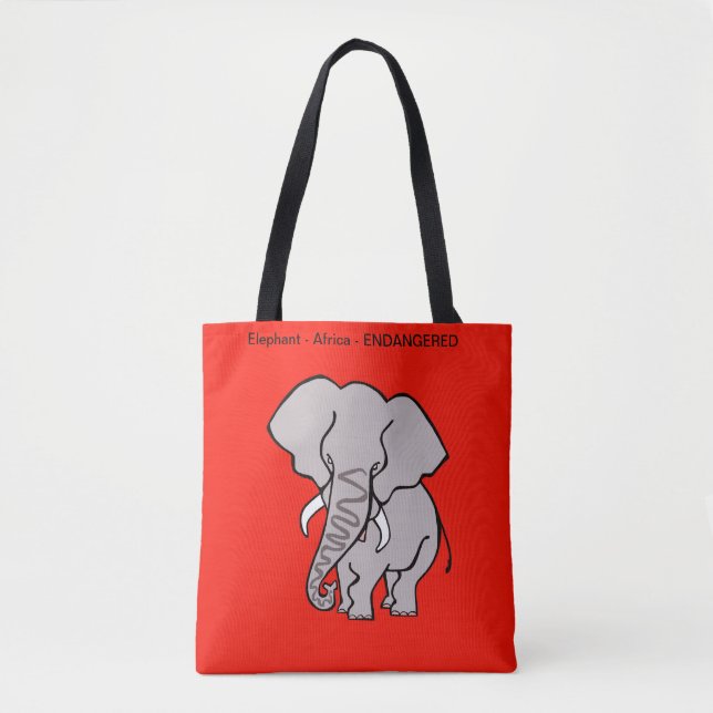 Bolsa Tote ELEFANTE Africano - Animais ameaçados - Natureza - (Frente)