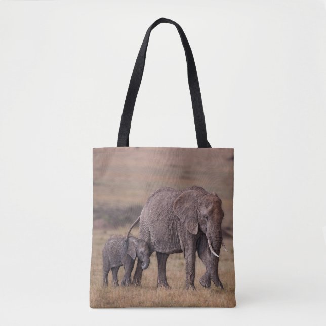 Bolsa Tote Elefante Africano com Bebê (Frente)