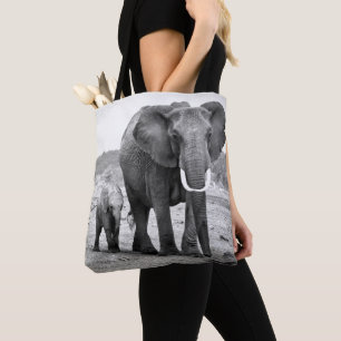 Bolsa Tote Elefante africano & vitelas   Kenya, África