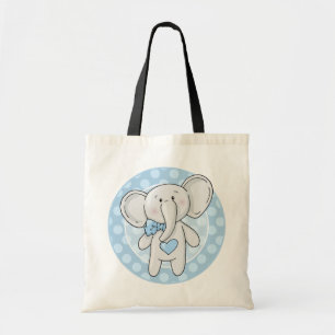 Bolsa Tote Elefante azul - criança bonito da criança do beb