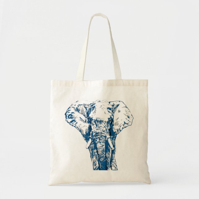 Bolsa Tote Elefante Azul - Estilo de Arte Pop e Posterizado (Frente)
