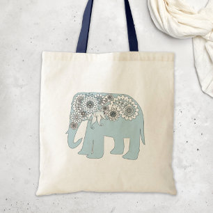 Bolsa Tote Elefante Azul Paisley Boho Chic