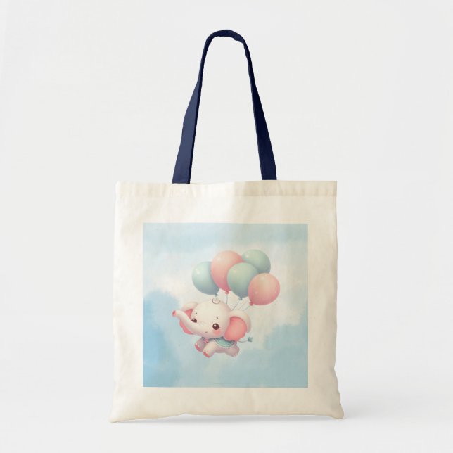 Bolsa Tote elefante bebê com balões (Frente)