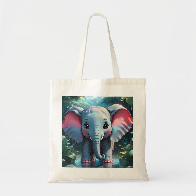 Bolsa Tote Elefante Bonito na Chuva (Frente)