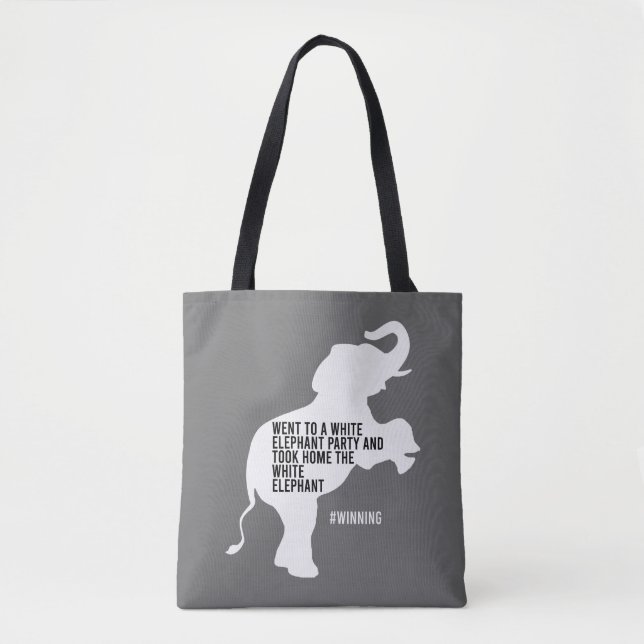 Bolsa Tote Elefante Branco em Casa Engraçado (Frente)