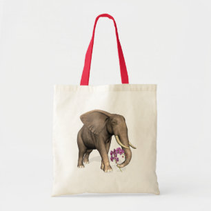 Bolsa Tote Elefante Com Orquídea Rosa
