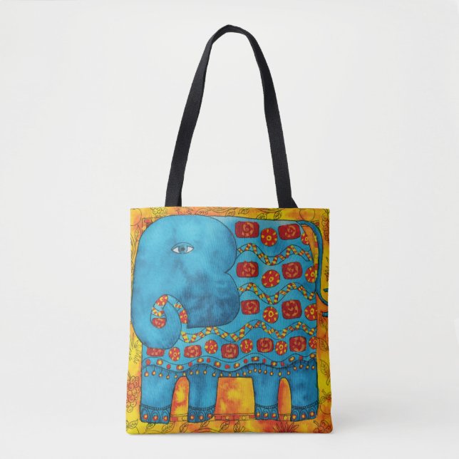 Bolsa Tote Elefante com Padronagem em Aquarela (Frente)