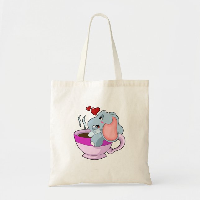 Bolsa Tote Elefante com Taça do Café (Frente)