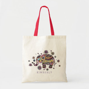 Bolsa Tote Elefante De Bebê Floral Colorido E Bonito