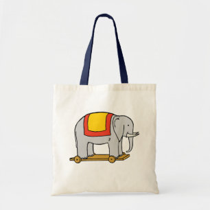 Bolsa Tote Elefante de Circo de Brinquedo Antigo em Tela