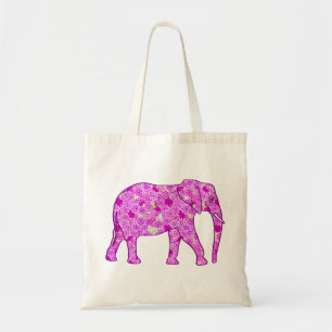 Bolsa Tote Elefante de flor - orquídea e magenta