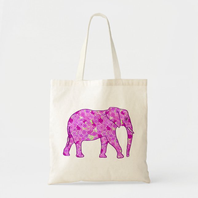Bolsa Tote Elefante de flor - orquídea e magenta (Frente)