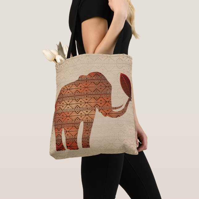 Bolsa Tote Elefante - Design de Arte Tribal (Close Up)
