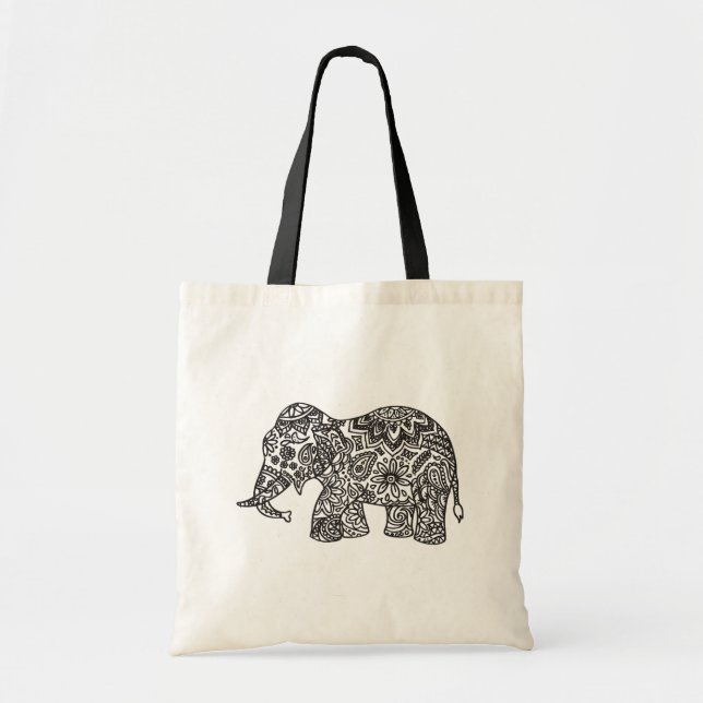 Bolsa Tote Elefante do Doodle (Frente)