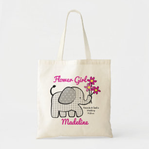Bolsa Tote Elefante do guingão do florista com rosa do buqu