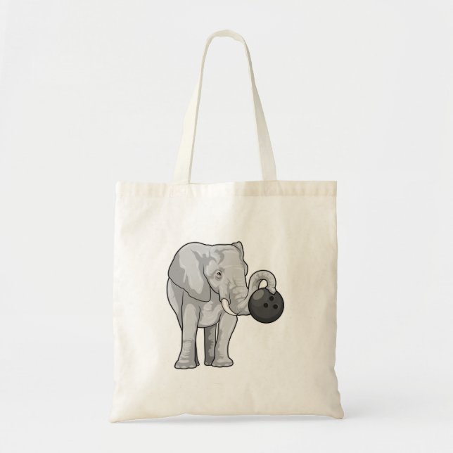 Bolsa Tote Elefante em Boliches com Bola de boliche (Frente)