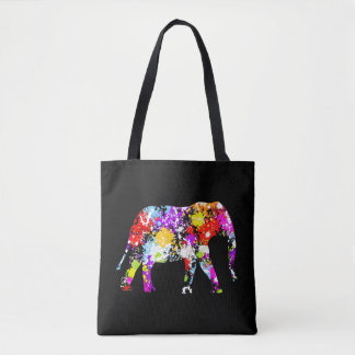 Bolsa Tote Elefante espirrado cor por todo o lado na sacola