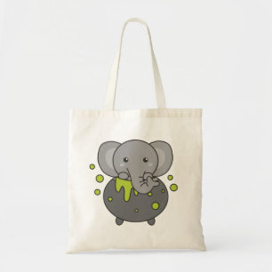 Bolsa Tote Elefante Feliz Halloween Cauldron Bat Tote Bag