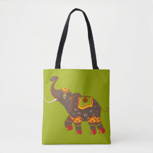 Bolsa Tote Elefante Festivo Verde